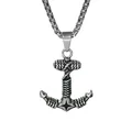 Collana con ciondolo a forma di ancora da pirata in acciaio inossidabile vintage per uomo - Stile Ancora in Rilievo con Stella a Quattro Punte (Pendente + Catena 6)