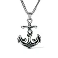 Collana con ciondolo a forma di ancora nautica vintage in acciaio inossidabile da uomo - Stile Ancora Semplificata Minimalista Vintage (Pendente + Catena 9)