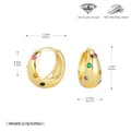 Golden S925 sterling silver huggie hoop earrings with colorful rainbow zircon stones - 925 Silver / Gold