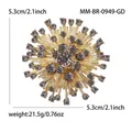 Vista dettagliata di una spilla a fuoco d'artificio vintage con strass grigi e oro. - Stile Strass Grigio Fumo Base Oro (0949-GD)