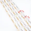 Gold and silver stainless steel oval chain links with measurements for DIY jewelry - Oval Flower Frame Chain / 1 Meter/Pack