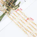 Gold stainless steel geometric oval link chain for DIY jewelry making with dimensions - Geometric Border Chain / 1 Meter/Pack