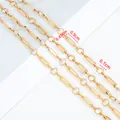 Gold-plated stainless steel geometric oval link chain DIY accessory 0.9cm x 0.45cm size - Long Bar & Ring Chain / 1 Meter/Pack