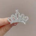Elastico per capelli con mini corona d'argento e strass scintillanti per acconciature - Pettine per capelli piccolo con corona di strass ovali