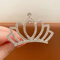 Elegante accessorio per capelli a corona da principessa argento con strass - Pettine per capelli loto in strass a sei denti