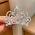 Elastico per capelli a corona di principessa d'argento scintillante con strass - Pettine per capelli a corona in strass colorati a sei denti