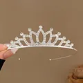 Tiara corona da principessa con strass argento per bambine eleganti accessori per capelli - Cerchietto loto in strass #2