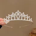 Elegante tiara da principessa in strass argento per accessori capelli da bambina - Cerchietto corona e farfalla #5