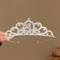 Elegante tiara da principessa in strass argento per capelli da bambina - Cerchietto corona e pavone #6