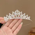 Cerchietto corona tiara con strass argento per l'elegante acconciatura da principessa di bimba - Cerchietto a cuore con strass superiore #9