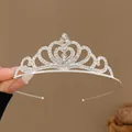 Elegante tiara da principessa argentata per ragazze con strass a cuore e design - Cerchietto a cuore a doppio strato #12