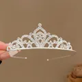 Elegante tiara da principessa argentata con strass scintillanti per accessorio per capelli - Cerchietto stella a cinque punte a goccia d'acqua #14