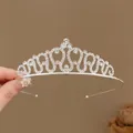 Elegante tiara da principessa in argento scintillante con strass per capelli - Cerchietto a linee ondulate #15