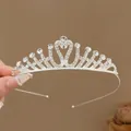 Elegante tiara da principessa argento con strass scintillanti e design a cigno per ragazze - Cerchietto corona cigno #16