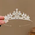 Elegante corona tiara a stella d'argento per bambine con dei brillanti strass. - Cerchietto corona stella a cinque punte #18