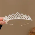 Squisito diadema a corona da principessa in argento con strass scintillanti per bambine - Cerchietto corona piramide #19