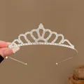 Elegante cerchietto a corona da principessa con strass argento per acconciature bimba - Cerchietto corona classico #20