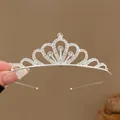 Elegante tiara a corona da principessa in argento per ragazze con strass brillanti - Cerchietto corona a goccia d'acqua classico #23