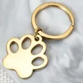 Gold-plated stainless steel dog paw keychain DIY pet tag accessory - Gold Paw Print