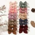 Assorted 1.6 inch waffle fabric bow hair clips for girls in macaron and earth tones - Sweet Color Mix (20B)