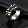 8mm vintage stainless steel ring for men featuring a unique black woven mesh pattern - US 7 / Woven Mesh Style (JRV2039S)