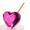 Vaso de discoteca creativo con forma de corazón rosa metálico y pajita roja SKU - 700ml / Corazón Rojo Rosa