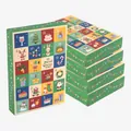 Calendrier de l'Avent de Noël 24 cases, lot de 5 boîtes design vert - Boîte mystère de Noël bordure verte à 24 cases / 25*17*4cm
