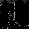 Pendente ghiacciolo in cristallo acrilico trasparente per albero di Natale, lungo 21cm. - Catena di Perle a Goccia d'Acqua