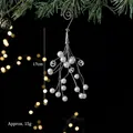 Elegant acrylic pearl Christmas tree ornament pendant hanging on pine branch, 17cm height - Pearl String