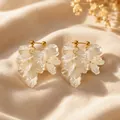 Elegant white petal fringe drop earrings with gold-toned finish jewelry for women - Full 3D Layered Petal Style (E7375)