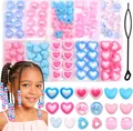 80pcs colorful heart-shaped acrylic hair beads set for braids with box and hair tool kit - 108Pcs Mixed Set / Colorful