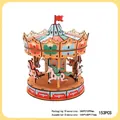 DIY 3D wooden carousel puzzle kit 153 pieces educational toy for creative kids building - Carousel / 153 Pcs/Finished 14.5x14.5x17.1cm