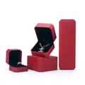 Ensemble de boîtes à bijoux octogonales rouges de luxe pour bagues et colliers - Octogone rouge