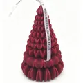 Elegant burgundy origami Christmas tree scented candle decorated with a white gift ribbon - Large / Christmas Red