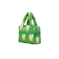 Cute green cat print large capacity quilted handbag for baby essentials - Green Cat