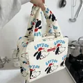 Cute cartoon dog print large capacity cream quilted handbag for nursery and daily use - White Puppy