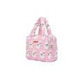 Cute pink handbag with white bunny print and red bow details large capacity mummy bag - Pink Rabbit