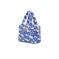 Large capacity floral print tote bag in blue and white pattern with mimi label - Blue Flower