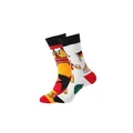 Trendy mismatched mid-calf socks featuring Oktoberfest beer and food graphics in red and white - 36-43 / Oktoberfest Theme (Style 3)