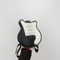 Creative guitar shaped crossbody bag with black and white color blocking and rivets - 0.36kg / Black