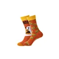 Fun hamburger print crew socks in vibrant orange and yellow colors for daily wear - 36-43 / Cartoon Burger (Style 5)