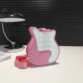 Unique pink guitar-shaped crossbody bag featuring decorative rivets and wide strap - 0.36kg / Pink