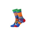 Trendy hamburger fast food pattern mid-calf cotton socks in vibrant colors for street style - 36-43 / Fast Food Elements (Style 6)