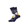Trendy mid-calf socks with funny beer mug and FEST text print in navy blue. - 36-43 / Purple Oktoberfest Theme (Style 8)