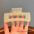 Large cream-colored hair claw clip with approx. 10cm length for thick hair. - Square / 10.5cm / Jelly White
