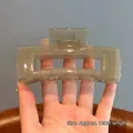 Professional large matte grey-green hair claw clip with 10cm length for thick hair styling. - Square / 10.5cm / Jelly Grey