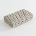 Premium soft waffle weave pure cotton face towel featuring a light grey honeycomb texture - Light Khaki