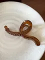 Large amber brown translucent hair claw clip for thick hair styling - S-Shaped Line Style / 13cm / Jelly Coffee