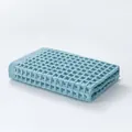 Premium light blue waffle-weave pure cotton face towel with soft honeycomb texture detail - Light Blue