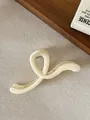Elegant cream matte large hair claw clip in twisted design for bun hairstyles - S-Shaped Line Style / 13cm / Frosted White
